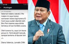 Foto Kolase Presiden Prabowo dan Tangkapan Layar chat WhasApp Wartawan Istana. Dok. era